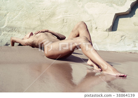 beautiful nude woman on beach beautiful nude woman on beach 38864139