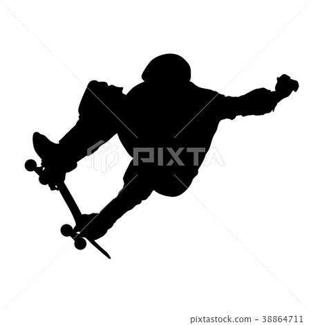 Black silhouette of an athlete skateboarder 38864711