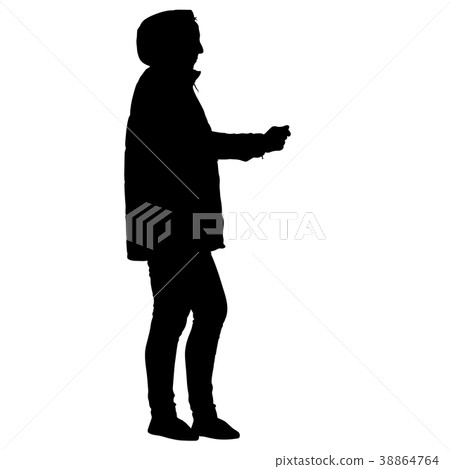 Silhouette of People walking on White Background 38864764