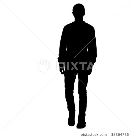 Silhouette of People walking on White Background 38864786