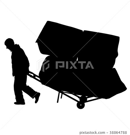 Black silhouette hard worker pushing  38864788