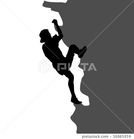 Black silhouette rock climber on white background Black silhouette rock climber on white background 38865859