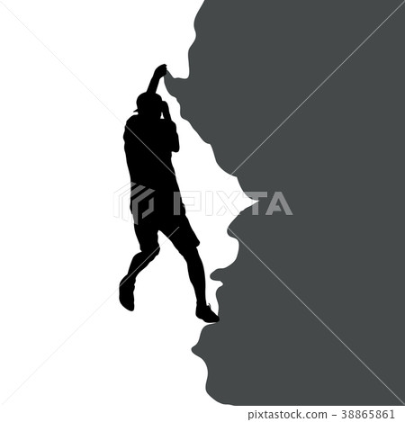 Black silhouette rock climber on white background Black silhouette rock climber on white background 38865861