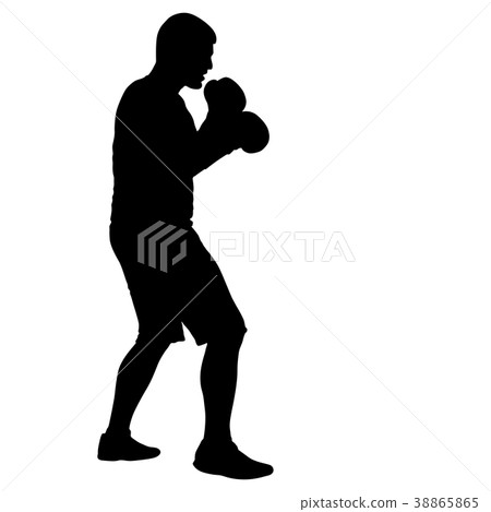 Black silhouette of an athlete boxer on a white  38865865