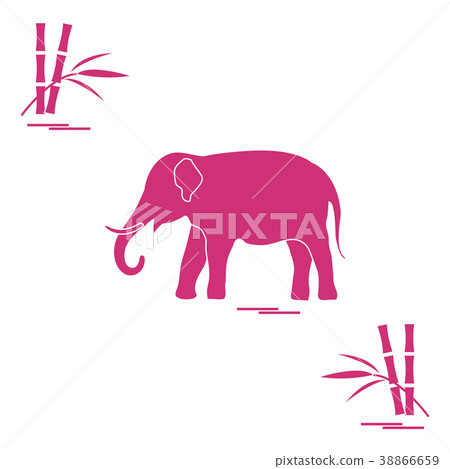 Stylized icon of elephant and bamboo. 38866659