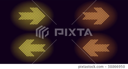 Yellow and orange neon dot arrow Yellow and orange neon dot arrow 38866950