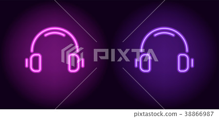 Purple and violet neon headphones 38866987