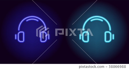 Blue and light-blue neon headphones Blue and light-blue neon headphones 38866988