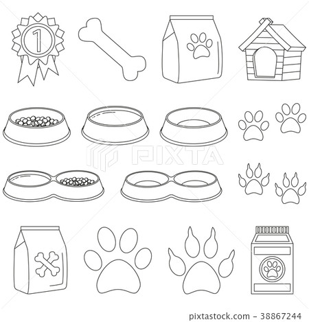 Line art black and white pet care 15 icon set 38867244