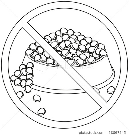 Pet overfeeding danger line art black white sign. 38867245