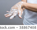 Gesture of a woman hand washing her hands on step 4 38867408
