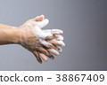 Gesture of a woman hand washing her hands 38867409