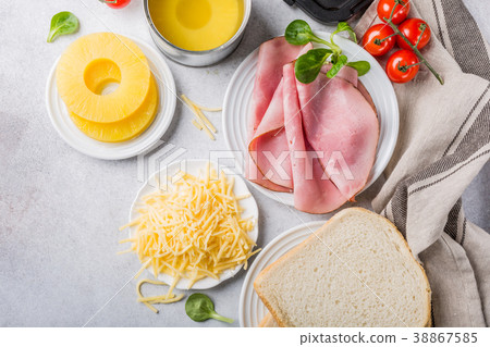 Ingredients for making grilled hawaii toast 38867585