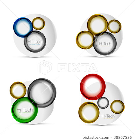 Set of circle web layouts - digital techno round Set of circle web layouts - digital techno round 38867586