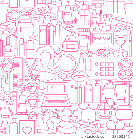 Cosmetics White Line Seamless Pattern 38868345