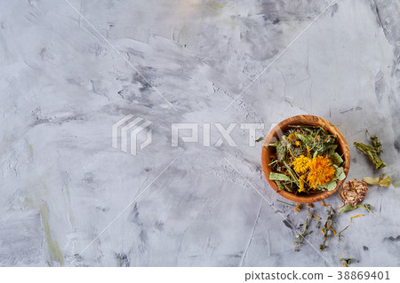 Spa still life with flowers in wooden bowl on Spa still life with flowers in wooden bowl on 38869401