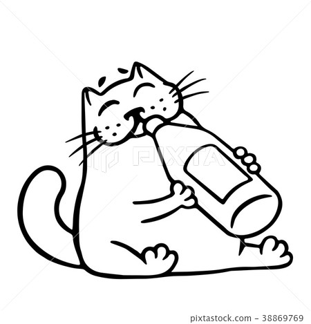 Cute cat drinks lemonade. Isolated vector 38869769