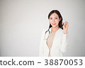 Beautiful asian woman female doctor on white 38870053
