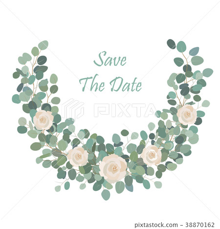 White Rose  flowers with silver dollar Eucalyptus 38870162