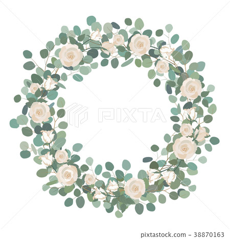 White Rose flowers and silver dollar Eucalyptus  38870163