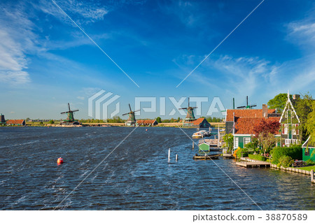 Windmills at Zaanse Schans in Holland. Zaandam 38870589