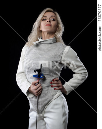 Portrait of adult woman fencer Portrait of adult woman fencer 38870877