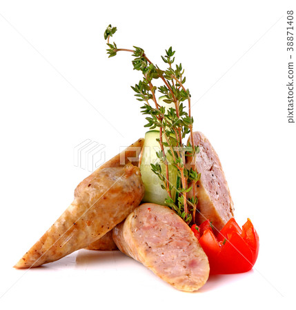 Sliced sausages decorated with cherry tomato 38871408