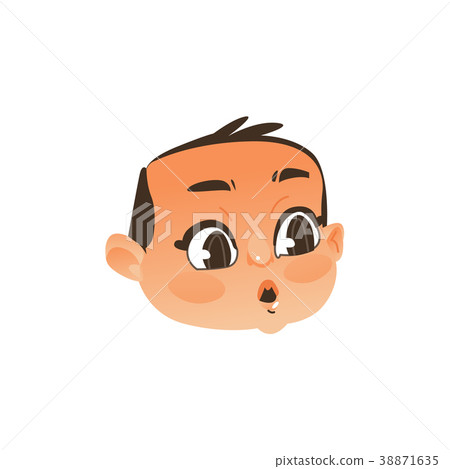 Baby face, head - eyes and mouth open in surprise Baby face, head - eyes and mouth open in surprise 38871635