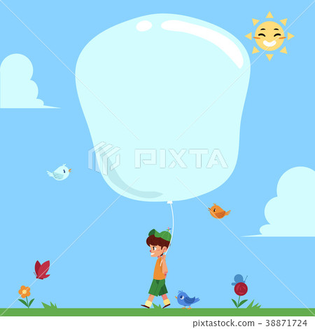 little boy walking in natural park with big hot 38871724
