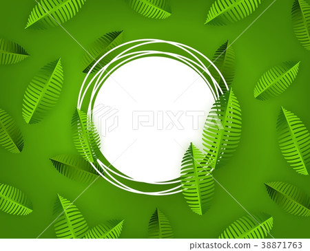 Vector green leaves frame background template - Stock Illustration ...