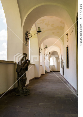 arcade of Palanok Castle inner courtyard arcade of Palanok Castle inner courtyard 38872335