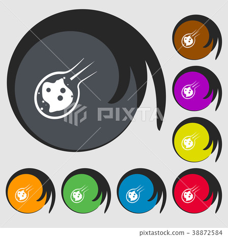 Flame meteorite icon sign. Symbols on eight colore Flame meteorite icon sign. Symbols on eight colore 38872584