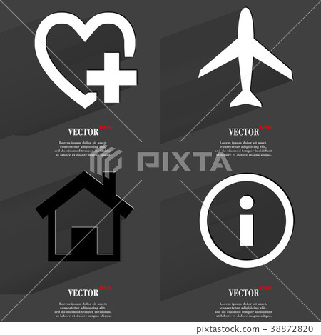 Set of fashionable icons, trending symbols. Flat d Set of fashionable icons, trending symbols. Flat d 38872820