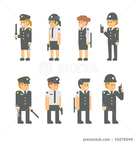 Flat design polices set Flat design polices set 38876049
