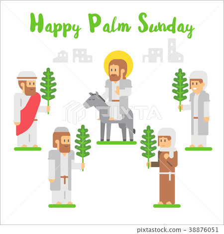 Flat design happy palm sunday 38876051