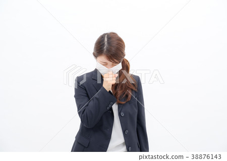 Woman in a suit who coughs Woman in a suit who coughs 38876143