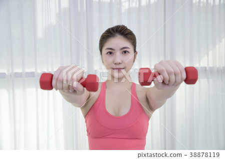 Healthy lifestyle - beautiful female fitness, doing yoga exercises and relax. Healthy eating and managing for healthy lifestyle. Concept photography. 159 38878119