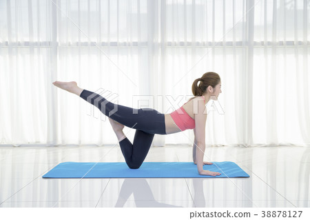 Healthy lifestyle - beautiful female fitness, doing yoga exercises and relax. Healthy eating and managing for healthy lifestyle. Concept photography. 126 38878127