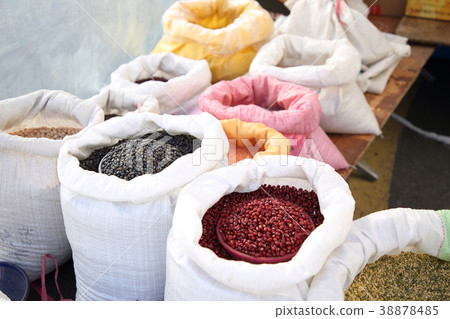 Stock photo for sketch scenery of Korean traditional market. Various products are sold in the market. 060 Stock photo for sketch scenery of Korean traditional market. Various products are sold in the market. 060 38878485