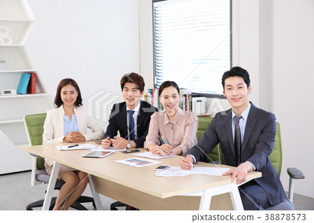 Young business people  - Group of Business people or colleague meeting in office to discuss project. teamwork concept photo. 073 38878573