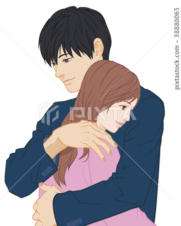 Hugging Both Hands Male Eye Opening Woman Eye Opening 38880065