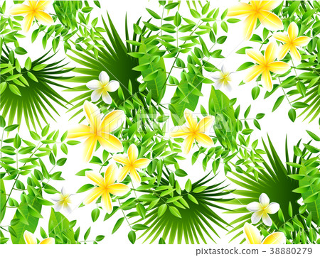 Seamless tropical pattern with palm leaves Seamless tropical pattern with palm leaves 38880279