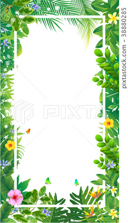 Exotic tropical leaf and frower border background 38880285