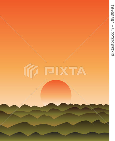 sunset with mountains 38880491
