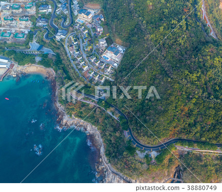 drone aerial view of the coastline 38880749
