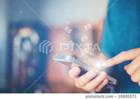 Businessman using mobile online icon social 38880871