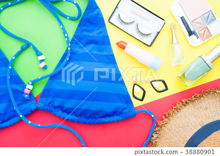 Blue color bikini with woman's essentials Blue color bikini with woman's essentials 38880901