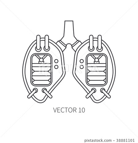 Bionic lungs and trachea prosthesis line icon Bionic lungs and trachea prosthesis line icon 38881101