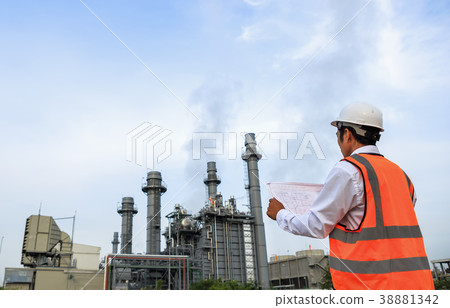 Engineer is checking gas turbine power plant Engineer is checking gas turbine power plant 38881342