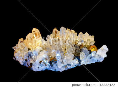 Quartz Crystal on black background 38882422